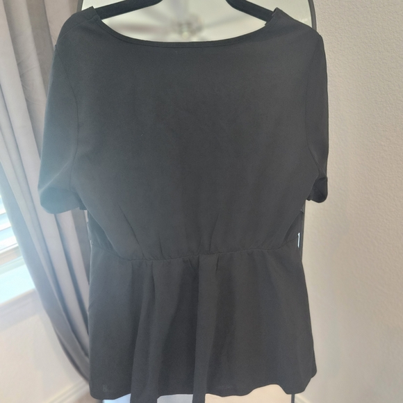 BloomChic Black Blouse with Gold Accents - Picture 2 of 4